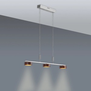 Moderne LED-Pendelleuchte Triberg, 3-flammig, aus Edelstahl für stilvolle Akzente im Raum.