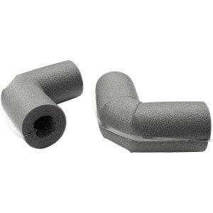 Graue NMC Climatube Easy Rohrisolierung Bogen 42-13 mit Selbstklebeverschluss für Heizungsrohre.