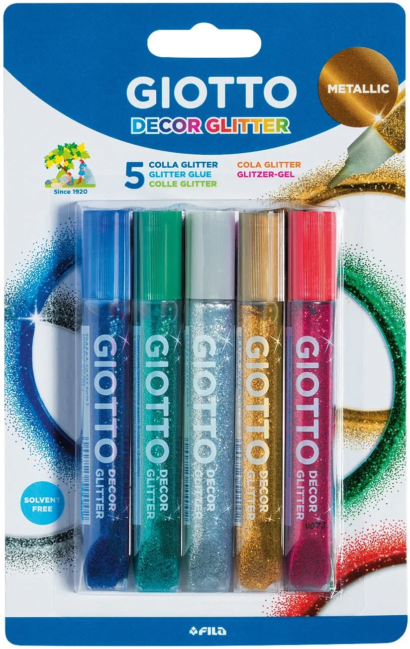 Giotto 5454 Decor Glitzerkleber – 5 Glitternde Klebestifte Für Bastelprojekte & Karten