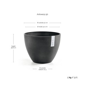 Ecopots Pflanztopf Antwerp Dunkelgrau 50 cm