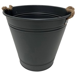 M Collections Zinkeimer Beat Bucket mit zwei Henkeln 46 cm x 44 cm x 46 cm Grau