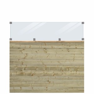 Sichtschutzzaun Plank Nadelholz druckimprägniert mit Glas 174 cm x 163 cm