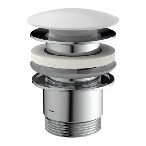 Kirchhoff Design-Ablaufventil mit Überlauf, weiße Kappe, 41,9 mm (1 1/4) x 65 mm.