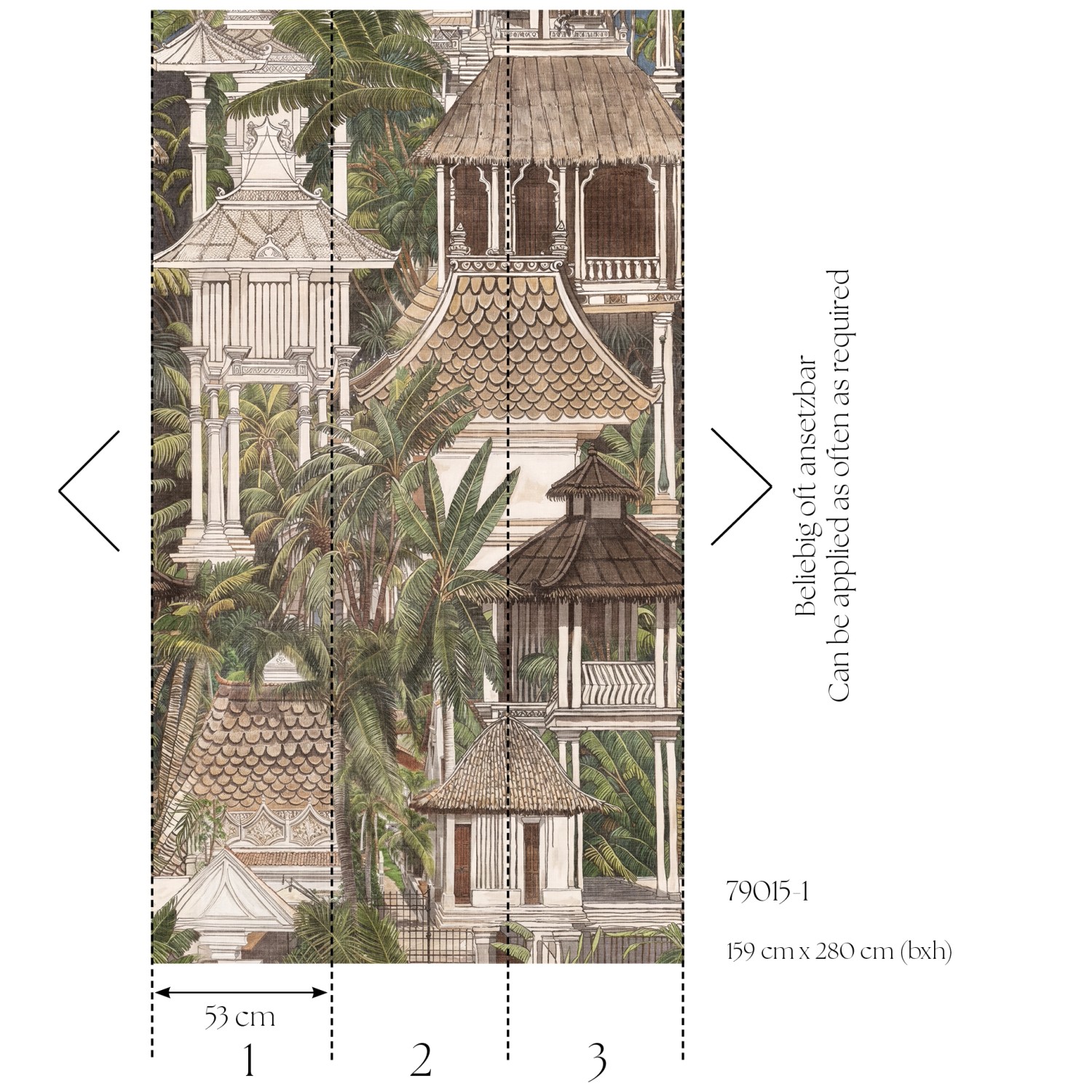 A.S. Creation Fototapete Asiatisch Floral in Beige-Grün mit asiatischem Gartenmotiv.