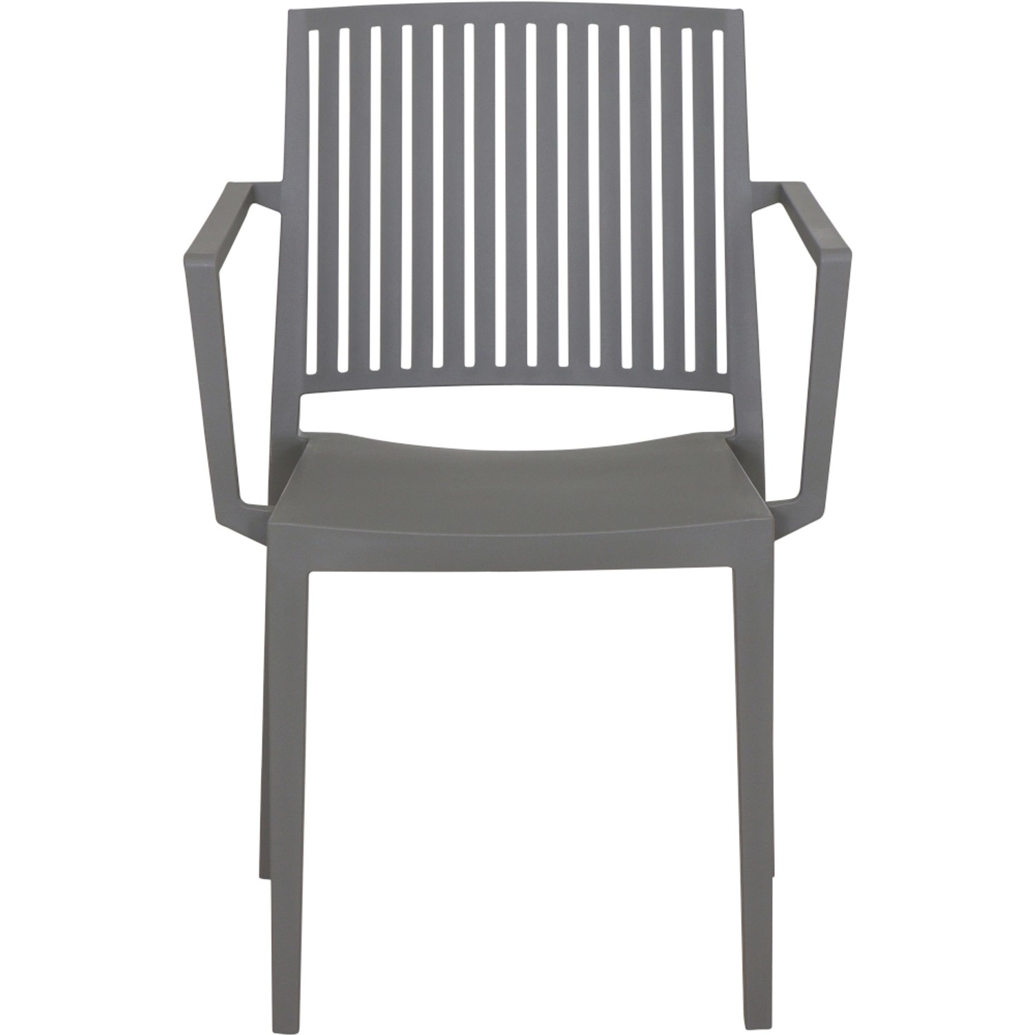 Grauer Siena Garden Lane Stapelsessel, Gartenstuhl mit Armlehnen.