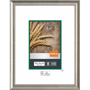 OBI Holz-Wechselrahmen, silberfarben, 18x24 cm, FSC-zertifiziert. Bilderrahmen für Fotos und Drucke.