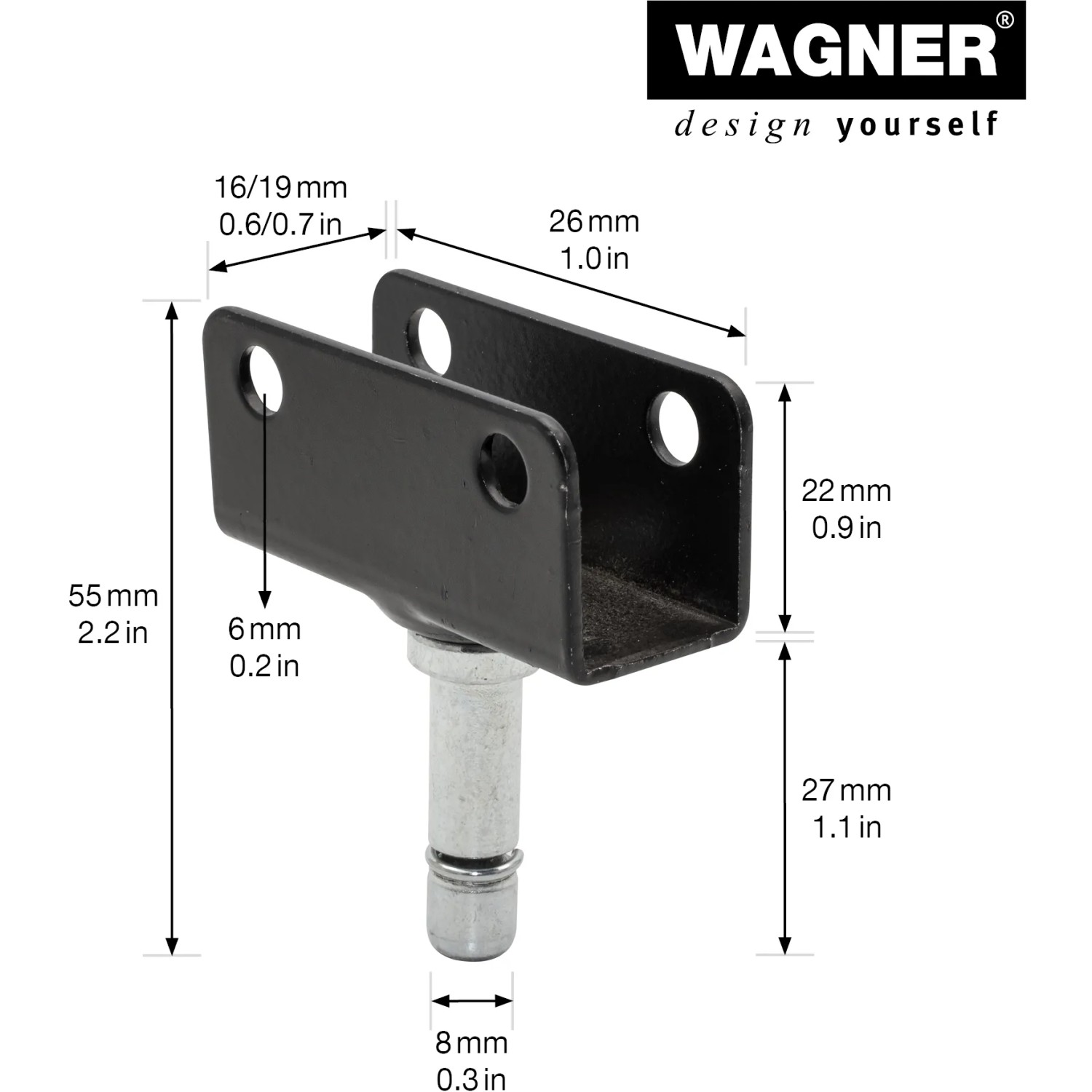 Wagner U-Profil 2er-Set aus verzinktem Stahl für Rollen und Räder mit 8 mm Aufnahme.