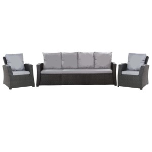 Setgarden Komfort Set Gartenloungekissen aus Technorattan-Möbel Kissen für Sofa 150x60 cm + Sessel 1tlg Grau
