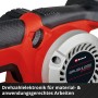 Detailaufnahme: Einhell Akku-Bandschleifer TP-BS 18/457 Li BL mit Drehzahlregler.