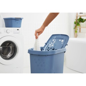 Rotho Wäschesammler Flowers 55 l Horizontblau