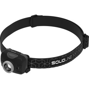 Schwarze Solidline LED-Stirnlampe SH2 für Freizeit und Sport.