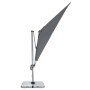 Anthrazitfarbener Doppler Ampelschirm Active II 260x350 cm mit Kurbel und grauem Schirmfuß.