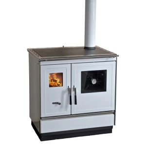 Weißer Haas+Sohn Küchenherd HSH 81 mit Backfach rechts und Stahlkochplatte.