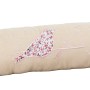 Beiger Zugluftstopper 'Maison' mit Vogel-Stickerei und Blumenmuster an den Enden.