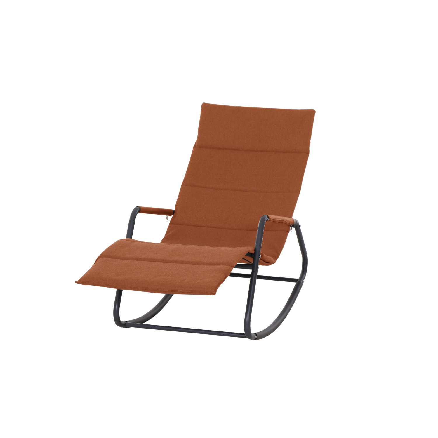 Rote Siena Garden Schaukelliege Aliano mit anthrazitfarbenem Stahlgestell und Ranotex-Gewebe.