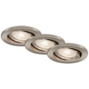 3er Set Briloner LED-Einbaustrahler in Nickel Matt für Innenräume.