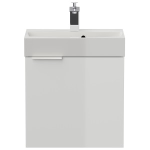 Posseik Badmöbel Cubi Slimline, 50 cm, Weiß Hochglanz, für Gäste-WC.