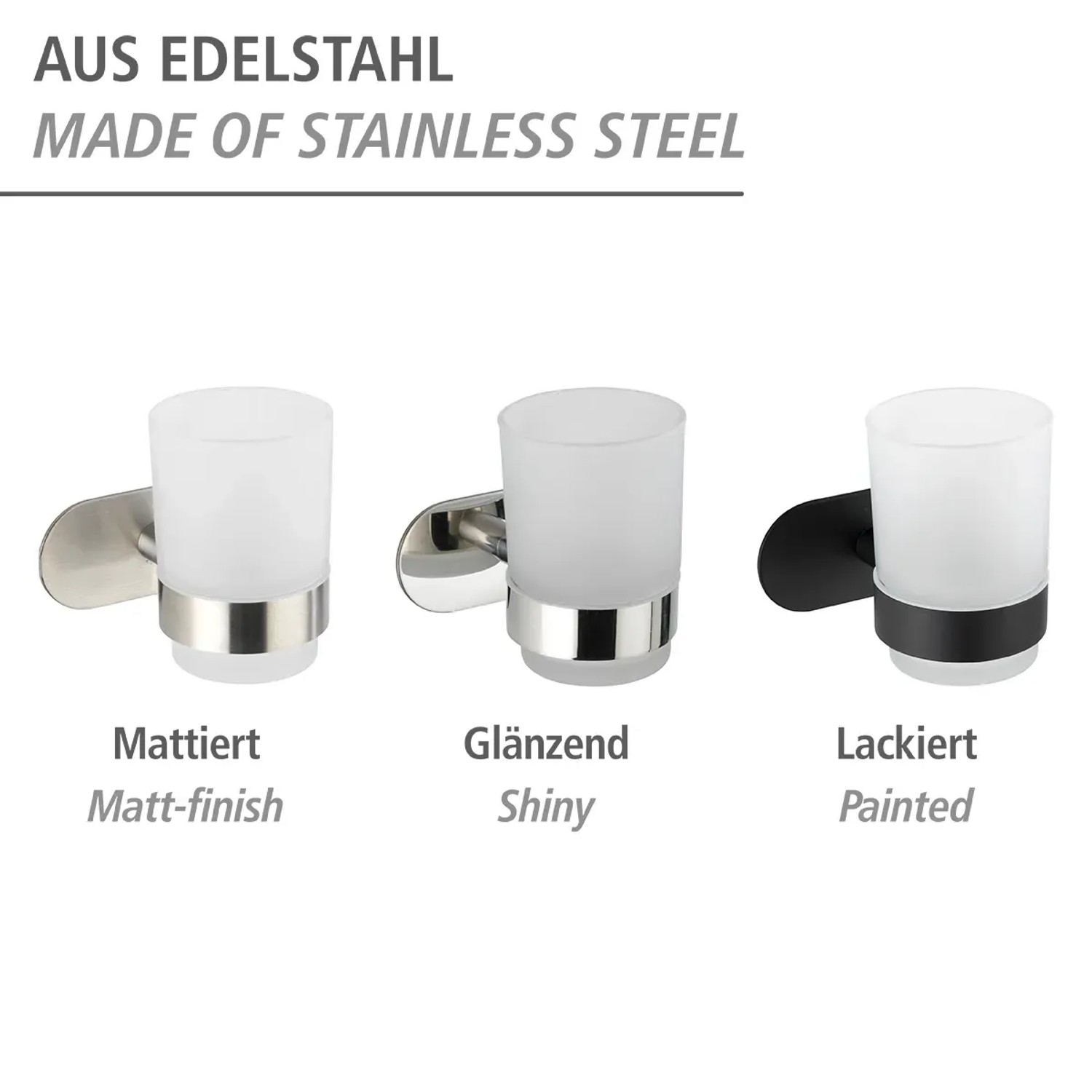 Wenko Zahnputzbecherhalter Uno Orea Shine, Edelstahl, verschiedene Ausführungen.