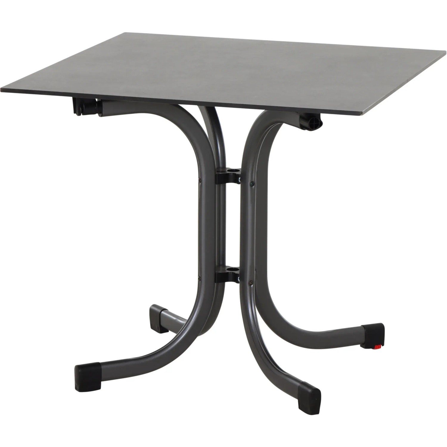 Quadratischer, anthrazitfarbener Siena Garden Klapptisch Sola, 80x80 cm, ideal für Balkon und Garten.