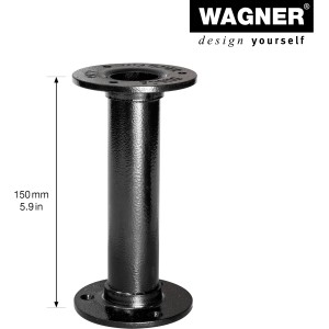 Schwarzes Wagner Möbelbein Industrial Pipe, 150 mm lang, für Möbelbau im Industrial Style.