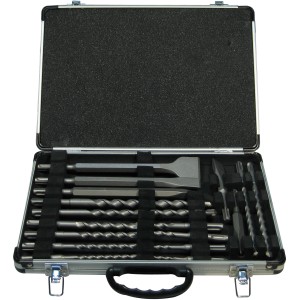 Makita Meißel- und Bohrerset, 17-teilig, im Alukoffer. SDS-Plus Aufnahme für schnellen Wechsel.
