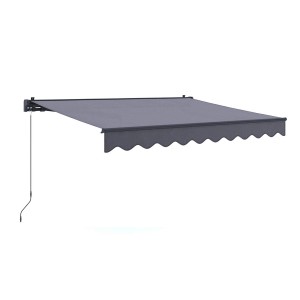 Anthrazitfarbene Gelenkarmmarkise Aventura 3x2m mit Volant für Terrasse und Balkon.