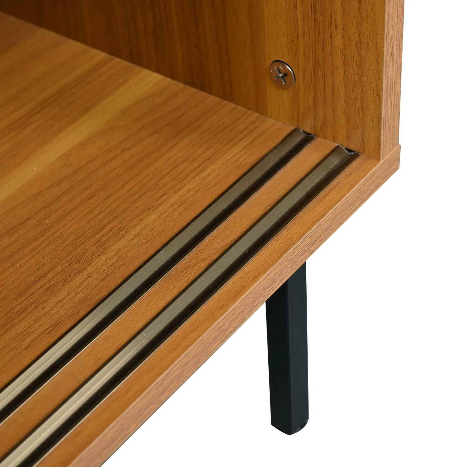 okwish Sideboard mit 2 Schiebetüren Ablage Wohnzimmer 100x90x37cm Braun_8
