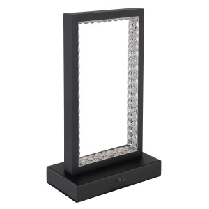 Schwarze Globo LED-Tischleuchte Samega, 14x7,5x23cm, für Außen-Deko. Moderne Akku-Tischlampe mit Touchdimmer.