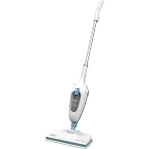 Black+Decker 10-in-1 Dampfbesen FSMH13E10, 1300 W, weiß/blau. Dampfreiniger für Böden und mehr.