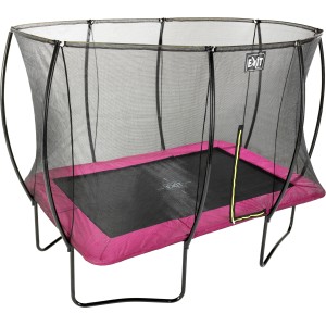 Rechteckiges EXIT Silhouette Trampolin 214x305 cm in Rosa mit Sicherheitsnetz.