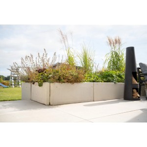 Diephaus L-Stein Ecke, bewehrt, grau, 90°, 55x100x100x8 cm, 2-teilig für Mauersysteme.