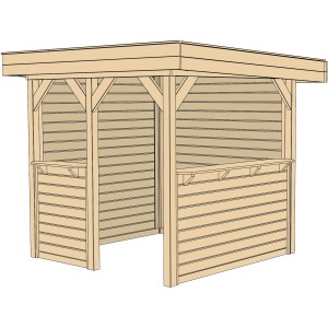 Weka Gartenlaube Rimini mit Flachdach, 262x262 cm, aus Holz. Ideal für Gartenpartys.