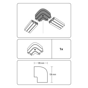Gardinia Rundbogen GE2, 2-läufig, weiß, für die Verlängerung von Gardinenschienen, 13,5 x 13,5 cm.