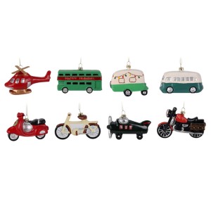 Hängedeko: 8 verschiedene Fahrzeuge als Baumbehang (Helikopter, Bus, Motorrad, etc.)