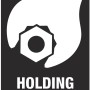Symbol für Haltefunktion des Wera Maul-Ringratschenschlüssels. Schlüssel hält Schraube.