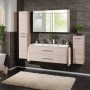 Fackelmann Doppelwaschtisch B.clever 120 cm Esche mit Unterschrank und Spiegelschrank.