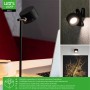 Schwarze 3in1 LED Tischlampe: Tisch-, Klemm- oder Wandleuchte, dimmbar.