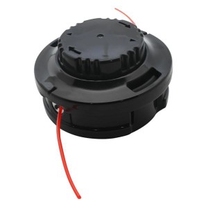 Schwarzer Texas LUX Trimmerkopf Universal für Rasentrimmer & Sensen mit rotem Trimmerfaden.