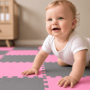 LittleTom Baby & Kinder Puzzlematte 30 x 30 cm 18 Stück Pink & Grau