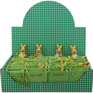 Grüne Deko-Hasen in Taschen, Ø 3x5,5 cm, Osterdekoration.