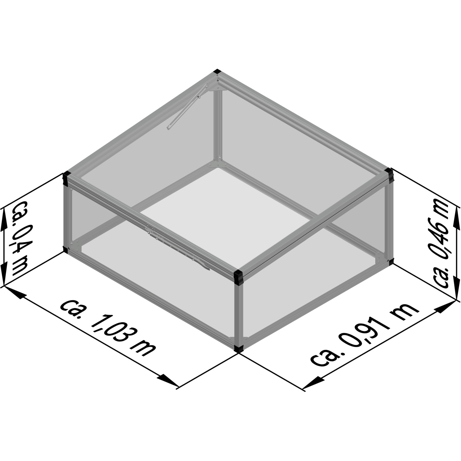 KGT Frühbeet 100 Aluminium, 40x103x91cm, Mini-Gewächshaus mit Hohlkammerplatten.