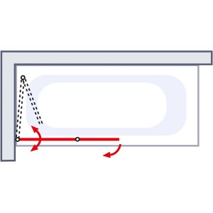 Skizze: Schulte ExpressPlus Badewannenaufsatz, 2-teilig, einfaltbar, Alpinweiß, mit Schwenkfunktion.