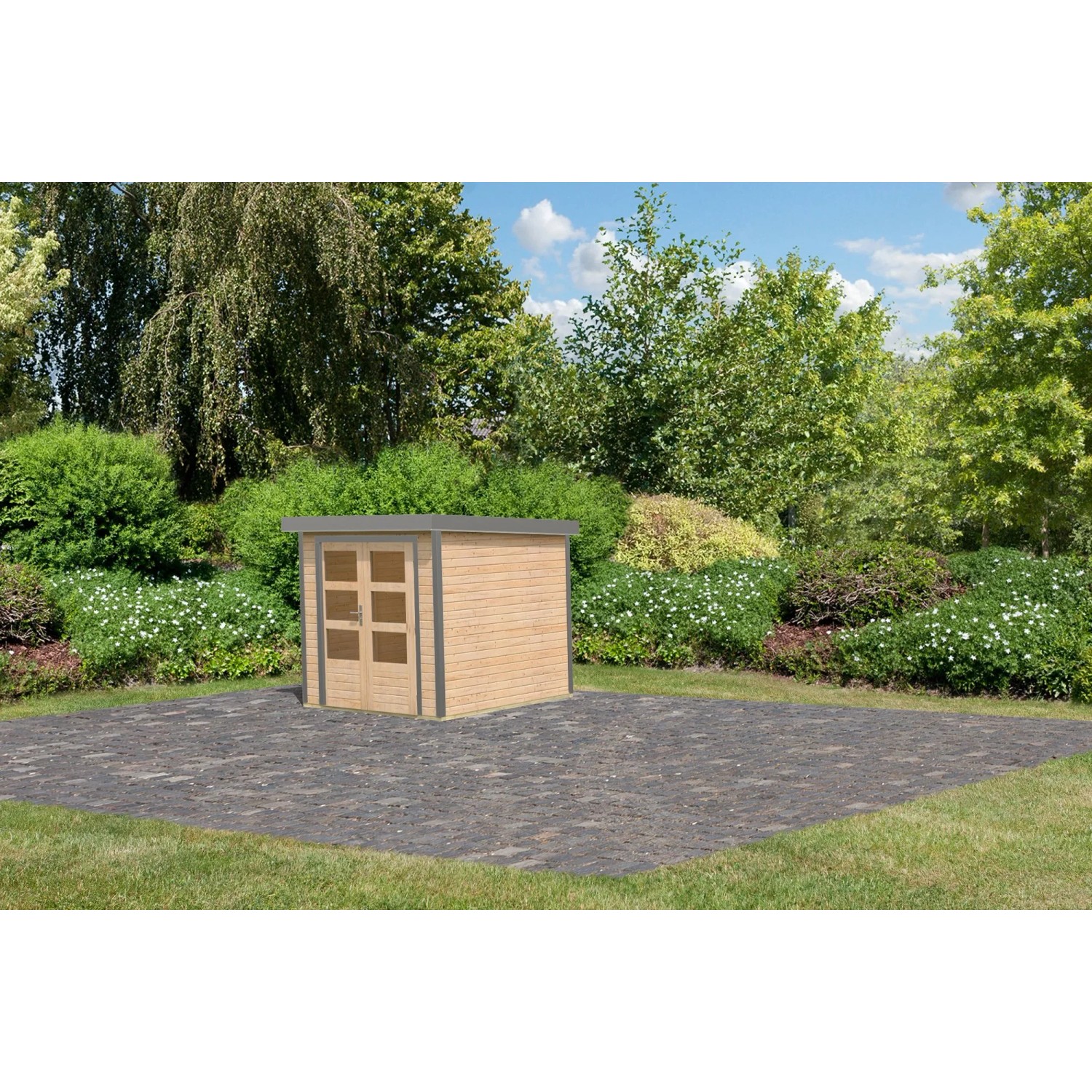 Karibu Gartenhaus Swifty 2 A Expresslieferung Naturbelassen / Graualuminium_3