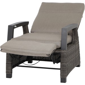 Siena Garden Relaxsessel Corido in Anthrazit mit taupefarbenen Kissen und verstellbarer Rückenlehne.
