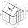 Technische Zeichnung: Palram Canopia Hybrid Gewächshaus 1.9x1.9 m, silberner Rahmen, klare Wände, Maße.