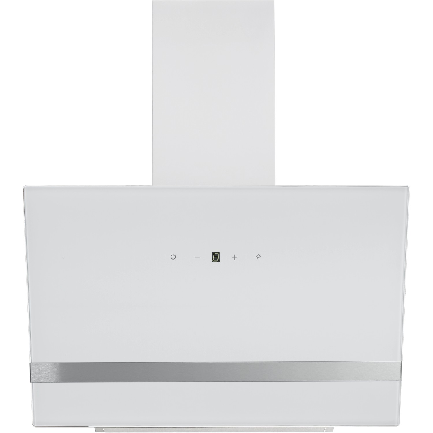 Weiße Respekta Schräghaube (EEK A) für Küchenzeile Marleen mit Touch-Bedienfeld und LED-Beleuchtung.