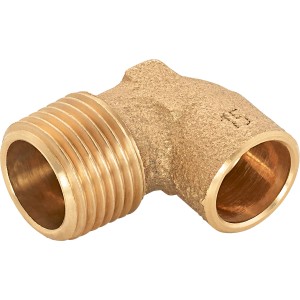 Löt-Winkel aus Rotguss, 15 mm x 21 mm (R 1/2), für Kupferrohrsysteme.
