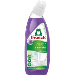 Frosch Lavendel Urinstein- und Kalk-Entferner in lila Flasche.