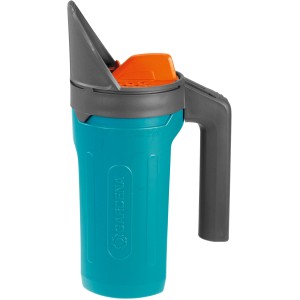 Gardena Kleinstreuer für Streusalz, Dünger und Saatgut. Handstreuer in Türkis und Grau mit Dosiersystem.