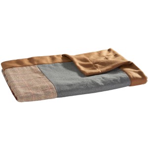 Patchwork-Decke British Chic, 140x170 cm, in Braun-, Grau- und Karomuster.